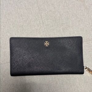 Tory Burch Black Clutch with Gold Emblem